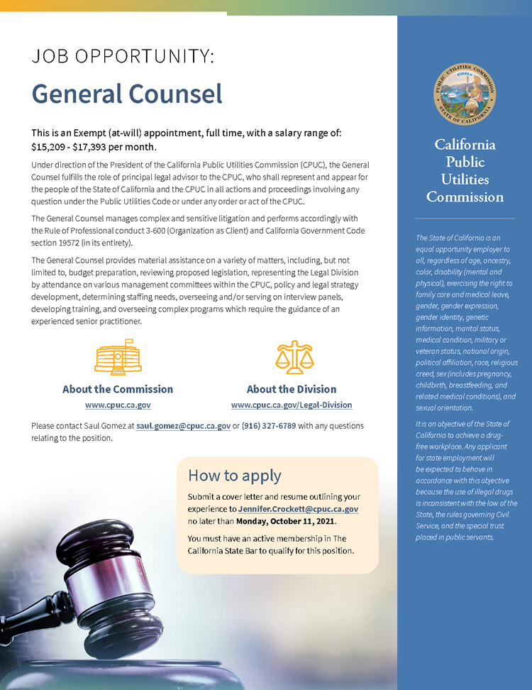 Job Opportunity - General Counsel